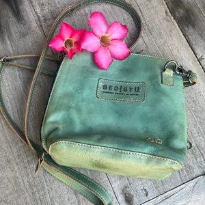 Bed Stu Leather Ventura Crossbody Bag with Strap. Rare Teal Color. EUC